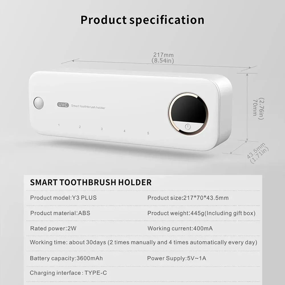Smart UV Toothbrush Sterilizer and Holder